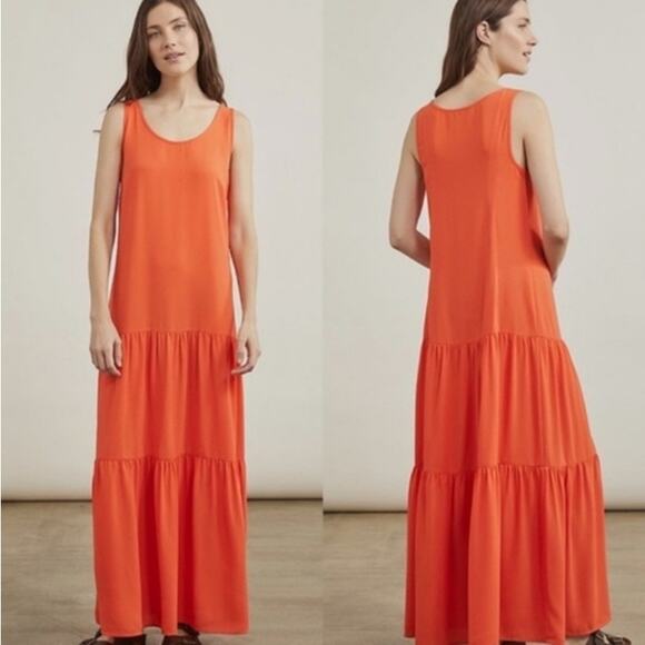 Elizabeth and James Sleeveless Coral Orange Red Long Maxi Dress Large - Picture 1 of 10